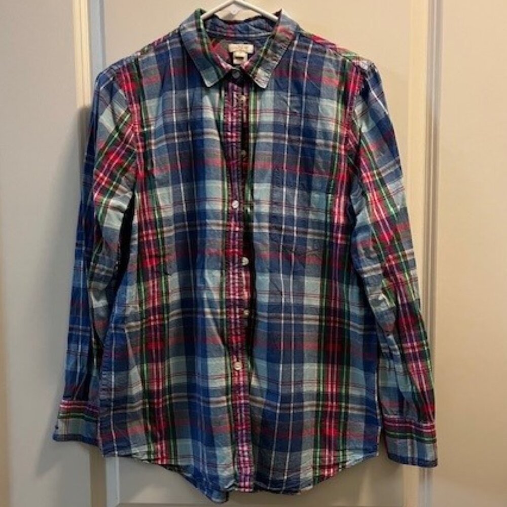 J Crew Factory Plaid Button Down Shirt sz Medium